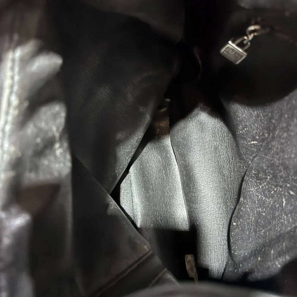 Perlina small black leather backpack purse